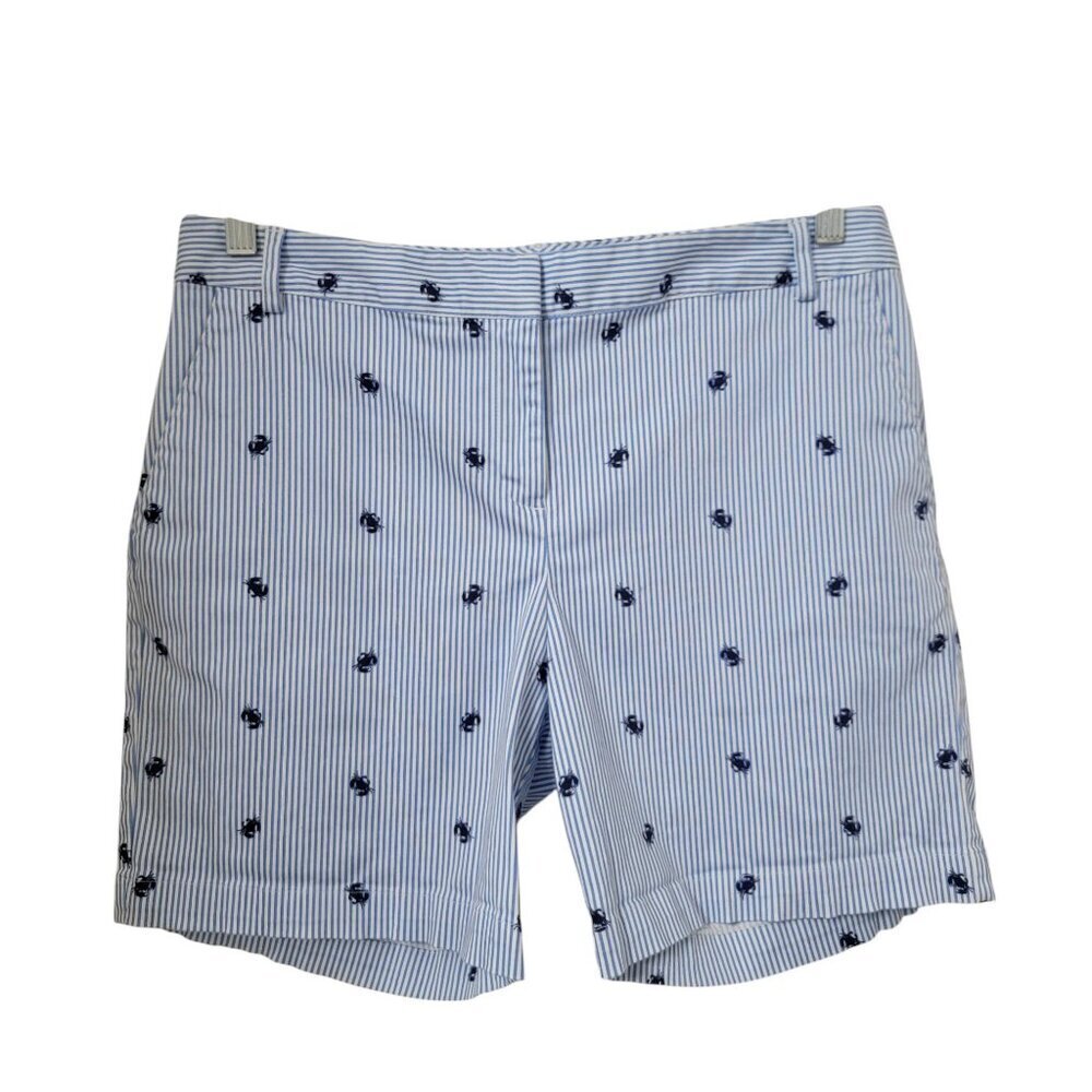 Izod Size 10 Blue White Striped Shorts with Blue Crab Pattern. Exc. Used Cond.